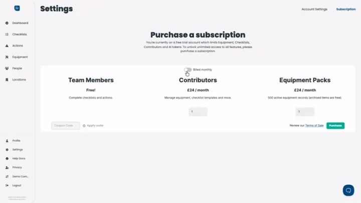 purchase subscription quick demo